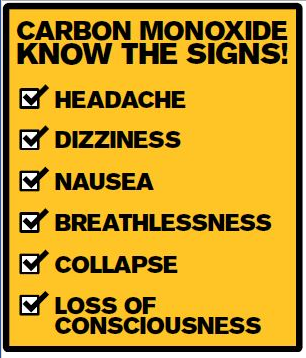 carbon monoxide symptoms poster