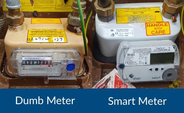 comparing the old Gas meter with the new Smart Meter