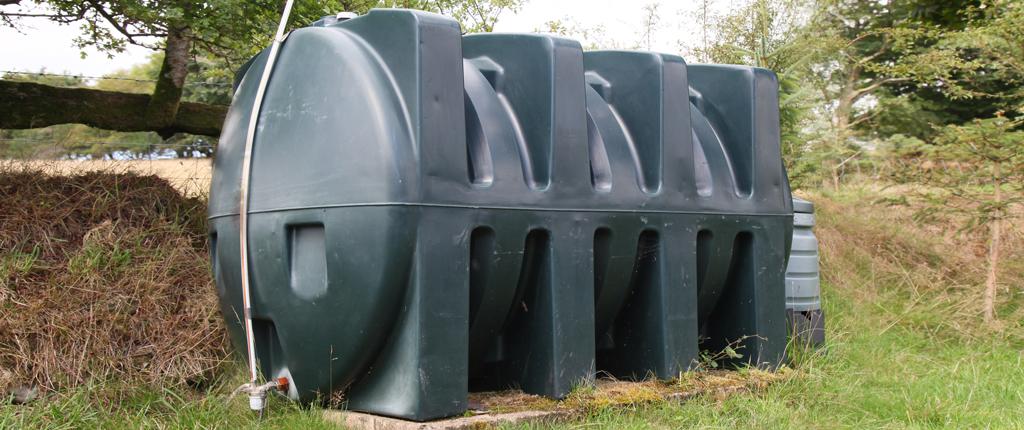 Oil tank installed in a garden