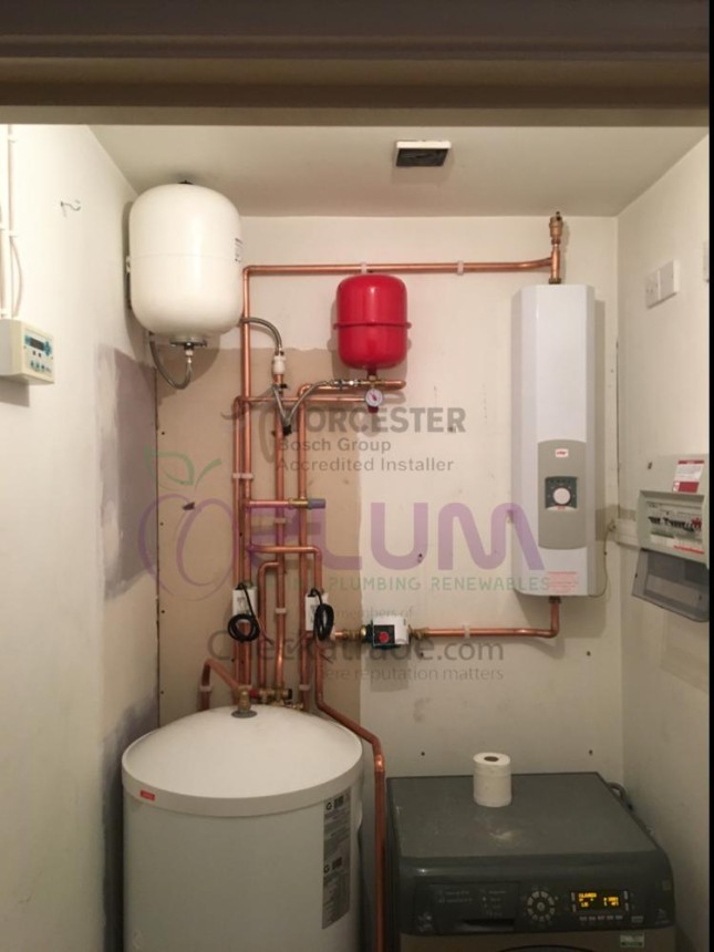 Electric boiler with unvented hot water cylinder