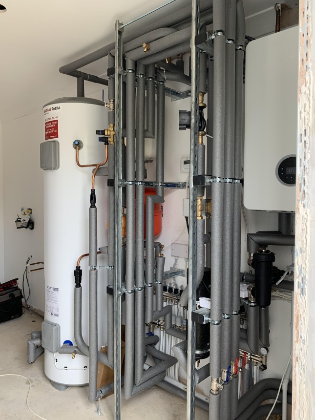 Complete heating and water system installation 