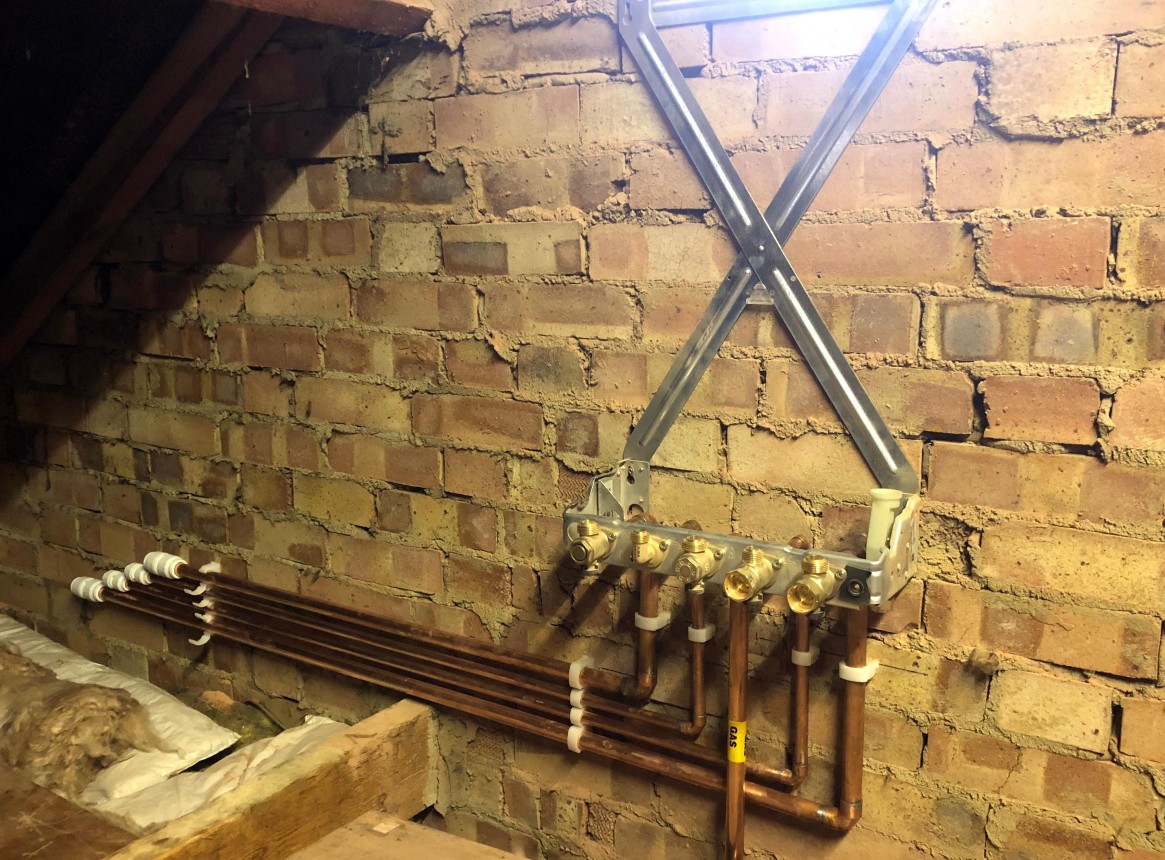 Worcester Bosch combi installation in loft