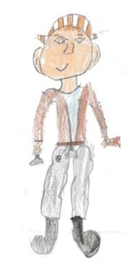 Child drawing of male builder